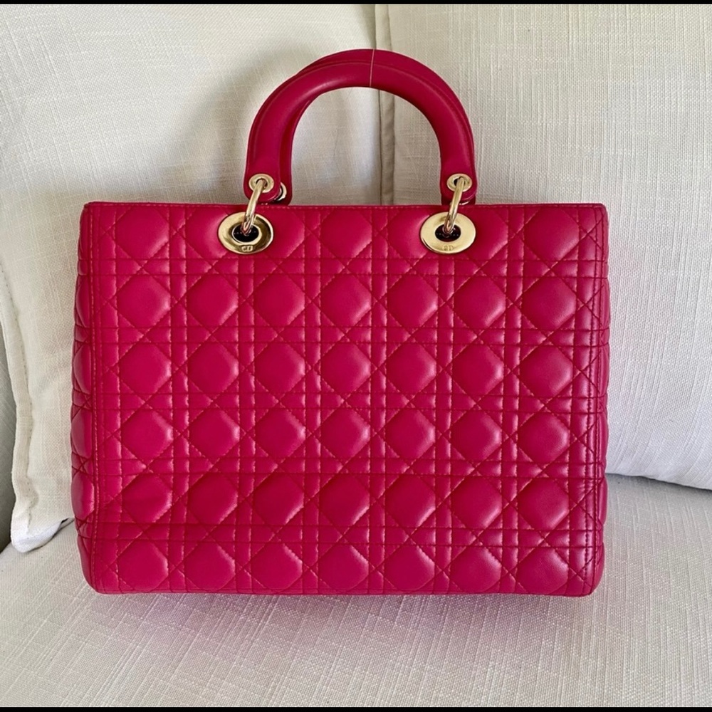 SOLD!Christian Dior Large Lady Dior Bag w/ Strap - Picture 2 of 12